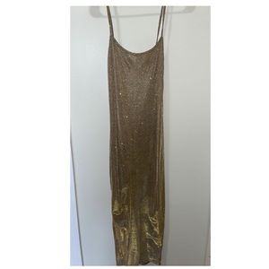 Gold sequin strap dress